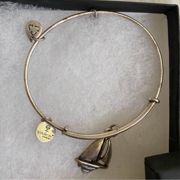 ALEX & ANI Sailboat charm adjustable silver bangle bracelet - Picture 2 of 5
